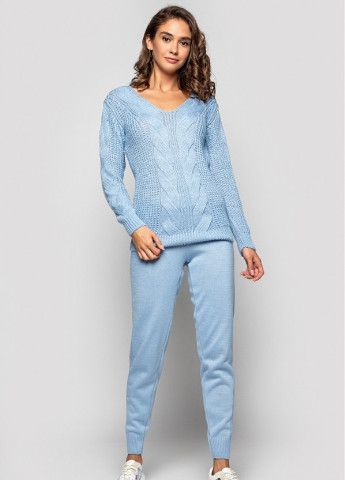 Вязаный костюм «Николь» - Голубой Prima Fashion Knit Рост 175 см, размер 42-44 однотонный голубой