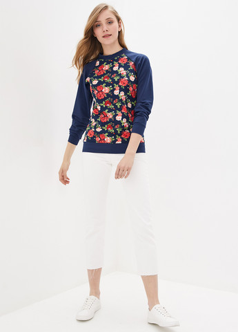 Синий свитшот Shik цветочный без декора (346456109)