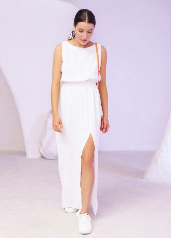 Білий повсякденний сукня жіноча в грецькому стилі ISSA PLUS однотонна