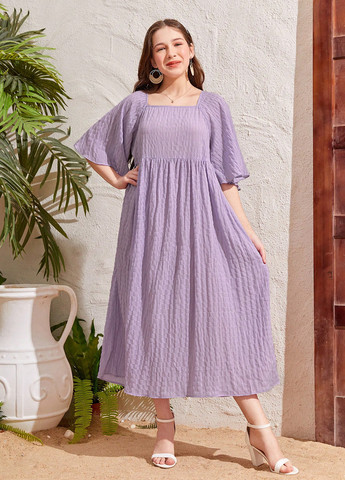 Фиолетовое кэжуал платье оверсайз SHEIN однотонное