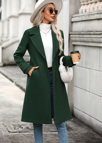 Зелене демісезонне Пальто однобортне SHEIN