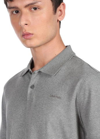 Серая футболка-поло для мужчин Calvin Klein меланжевая
