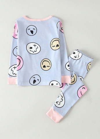 Голубая всесезон пижама (лонгслив, леггинсы) лонгслив + леггинсы SHEIN