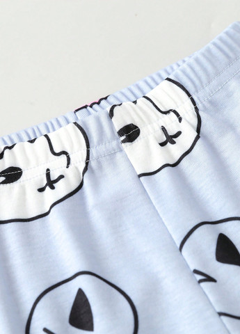 Голубая всесезон пижама (лонгслив, леггинсы) лонгслив + леггинсы SHEIN