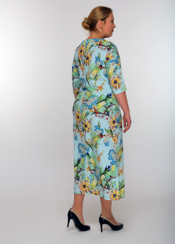 Мятное кэжуал платье Maxiline с цветочным принтом