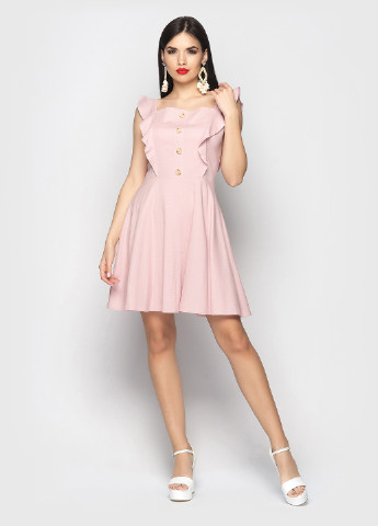 Розовое кэжуал платье клеш Larionoff однотонное