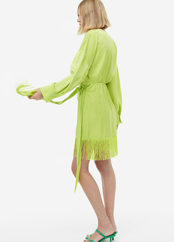 Салатова вечірня сукня на запах H&M однотонна