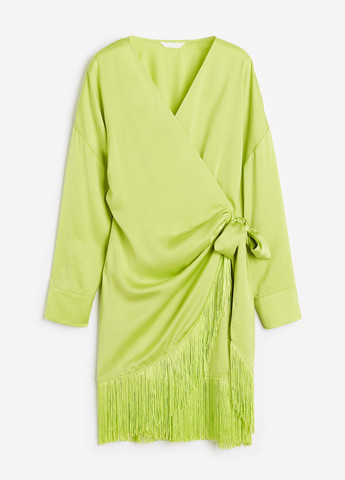 Салатова вечірня сукня на запах H&M однотонна