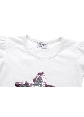 Бежевая демисезонная футболка детская со звездой из пайеток (8752-98g-beige) Breeze