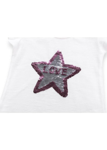Бежевая демисезонная футболка детская со звездой из пайеток (8752-98g-beige) Breeze