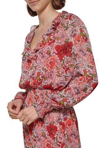 Рожево-коричнева кежуал сукня а-силует Tommy Hilfiger з квітковим принтом