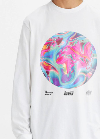 Лонгслів Levi's малюнок білий кежуали бавовна, трикотаж