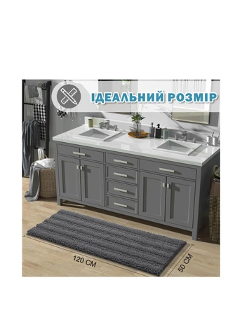Розкішний шеніловий килимок для ванної кімнати 50х120 см Графіт - Ультрам'який, поглинаючий Aquarius Шенілові (317202723)