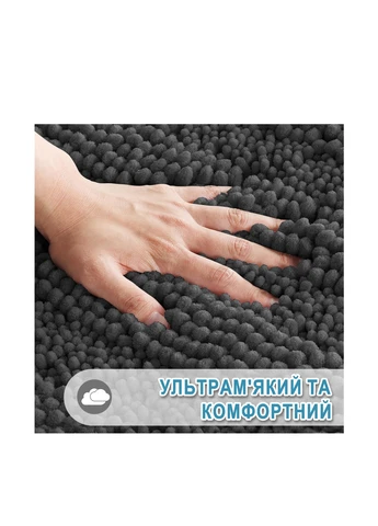 Розкішний шеніловий килимок для ванної кімнати 50х120 см Графіт - Ультрам'який, поглинаючий Aquarius Шенілові (317202723)