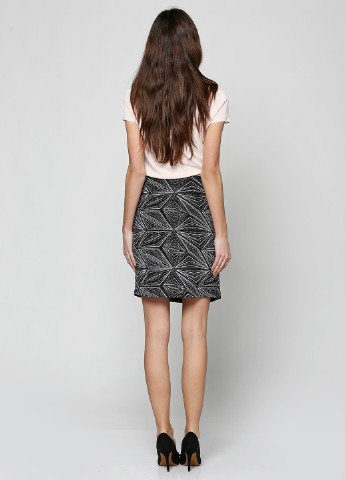 Черная кэжуал с абстрактным узором юбка H&M а-силуэта (трапеция)