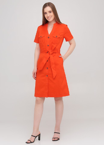 Оранжевое кэжуал платье рубашка Boden однотонное