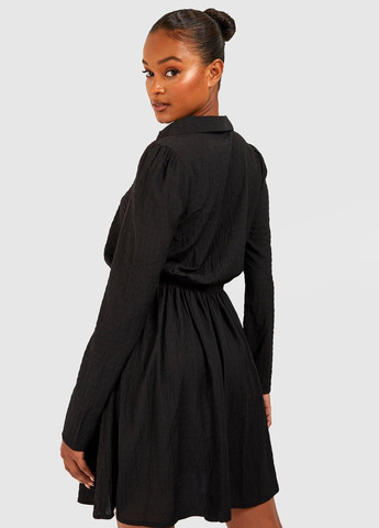Черное кэжуал платье рубашка Boohoo однотонное