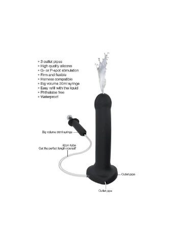 Кончающий фаллоимитатор Dildo Cum Black, диаметр 3,6см, силикон, насадка для страпона Strap-On-Me (256537639)