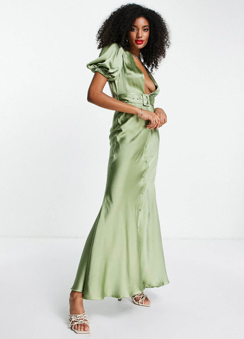 Зеленое кэжуал платье клеш Asos однотонное