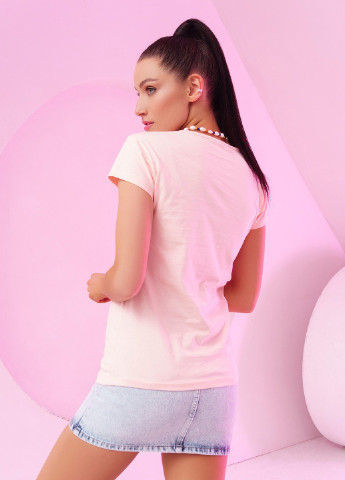 Розовая всесезон футболка женская с коротким рукавом ISSA PLUS WN20-246