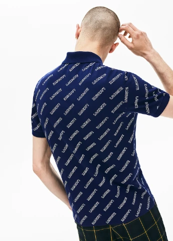 Темно-синяя футболка-поло для мужчин Lacoste с логотипом