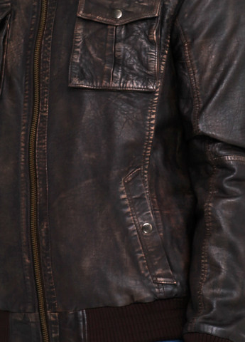 Коричневая демисезонная куртка кожаная Tom Tailor