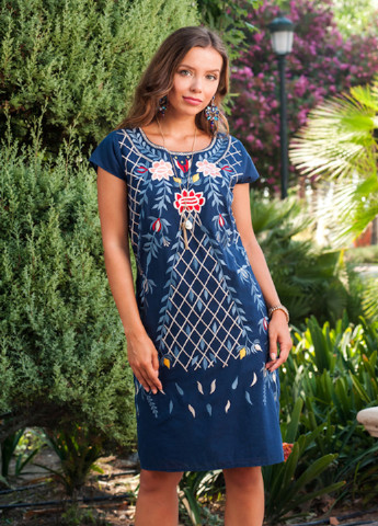 Синя кежуал сукня Indiano з квітковим принтом