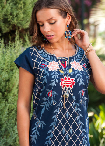 Синее кэжуал платье Indiano с цветочным принтом