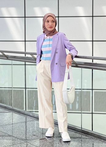 Сиреневый женский жакет Uniqlo однотонный - демисезонный