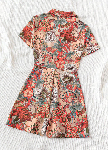 Комбинезон SHEIN комбинезон-шорты цветочный оранжевый праздничный, пляжный, кэжуал полиэстер