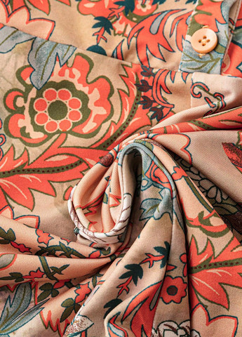 Комбинезон SHEIN комбинезон-шорты цветочный оранжевый праздничный, пляжный, кэжуал полиэстер