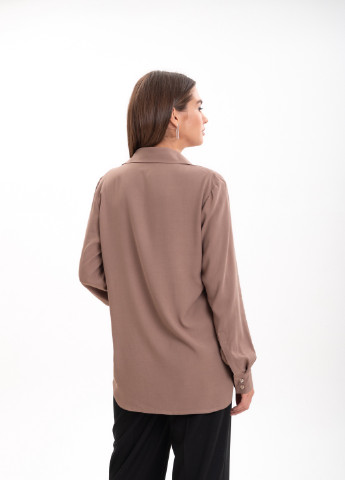 Сорочка жіноча класична кольору капучино Шо Вдягти однотонна коричнева ділова