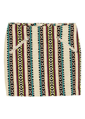 Светло-бежевая кэжуал с орнаментом юбка H&M карандаш