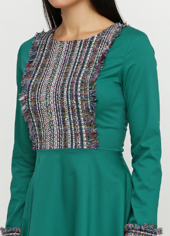 Бутылочное зеленое кэжуал платье Zephyros однотонное