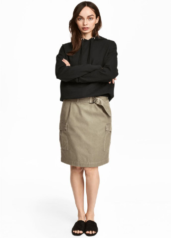 Оливковая (хаки) кэжуал юбка H&M карандаш