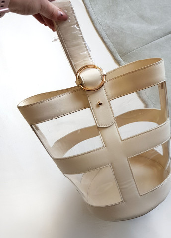 Молочна жіноча сумка з прозорими вставками No Brand (255169561)