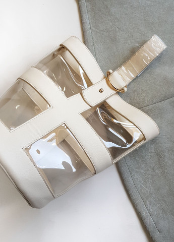 Молочна жіноча сумка з прозорими вставками No Brand (255169561)