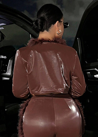 Темно-коричнева демісезонна куртка SHEIN