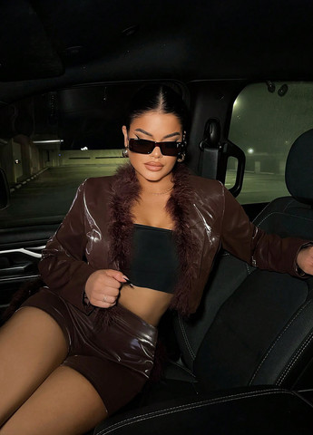 Темно-коричнева демісезонна куртка SHEIN