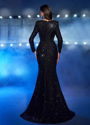 Темно-синее вечернее платье силуэтная, годе SHEIN однотонное