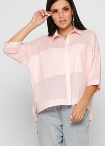Светло-розовая кэжуал рубашка однотонная Carica