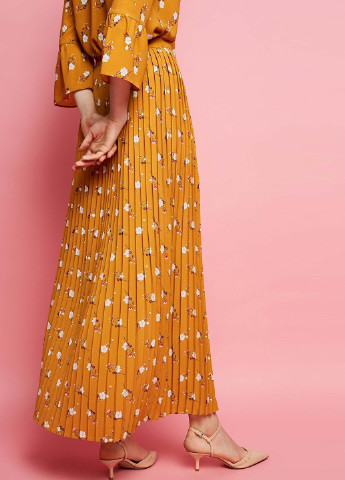 Желтая кэжуал цветочной расцветки юбка Vero Moda плиссе