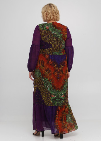 Фиолетовое вечернее платье клеш Orna Farho с абстрактным узором
