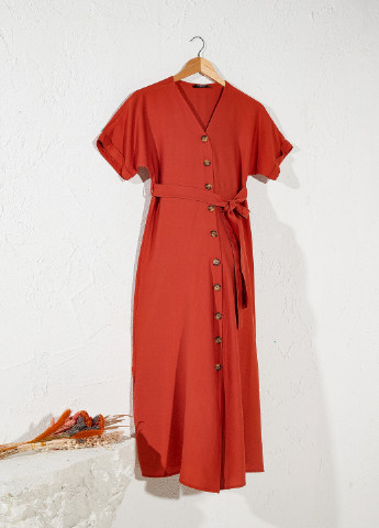 Червона кежуал сукня кльош LC Waikiki однотонна