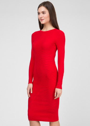 Красное кэжуал платье Preppy однотонное