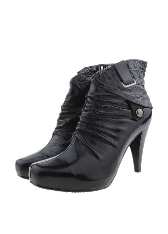 Черные женские ботинки на молнии лаковые