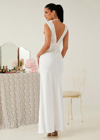 Білий вечірня сукня годе, з відкритою спиною SHEIN однотонна