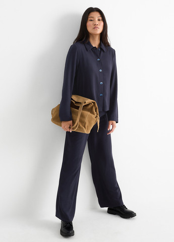 Темно-синяя кэжуал рубашка однотонная C&A