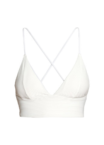Купальный лиф H&M бикини однотонный белый пляжный полиэстер