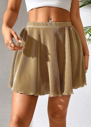 Бежевая кэжуал однотонная юбка SHEIN клешированная-солнце